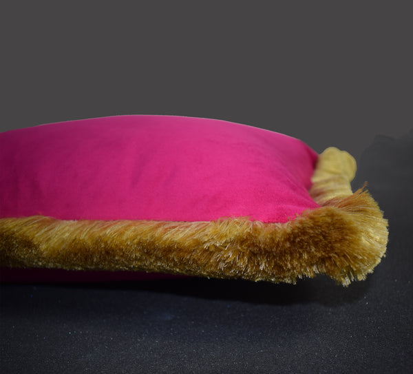 Velvet Tasseled Magenta Cushion